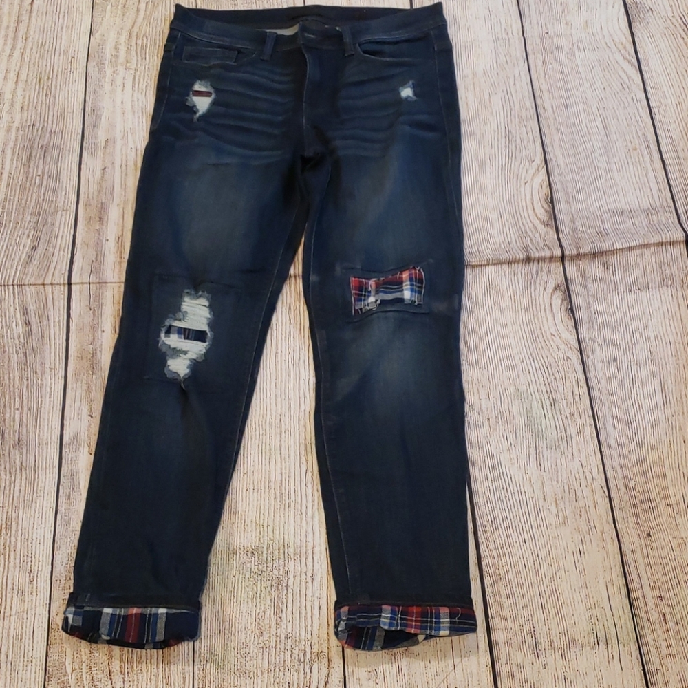 SP black label  Jeans distress with flannel detail